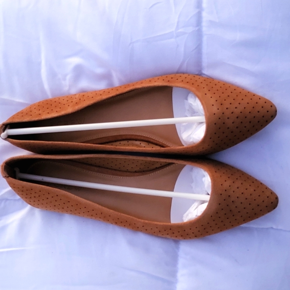 Perforated Suede Flats
